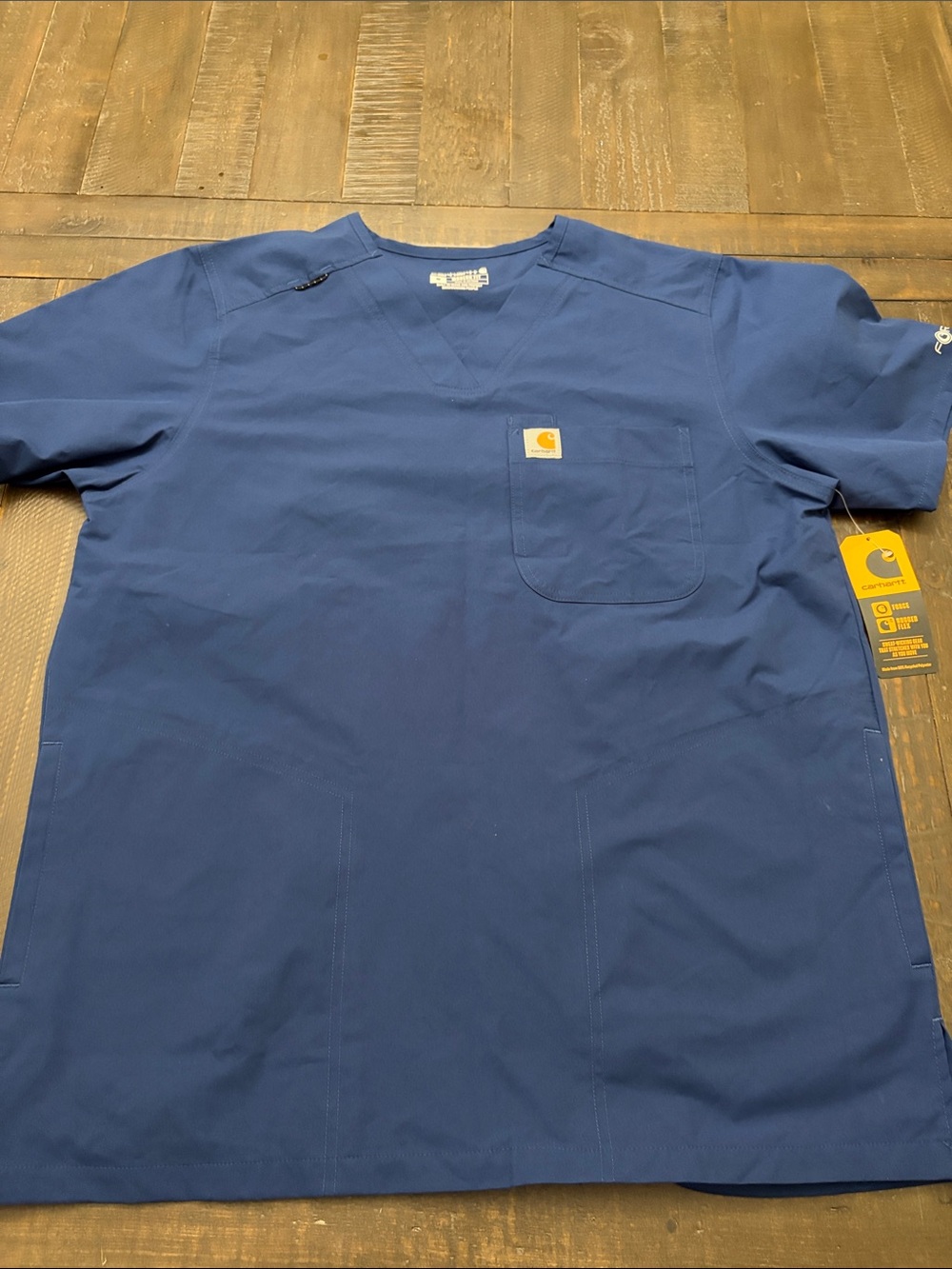 Carhartt Blue V-Neck Short Sleeve Scrub Top